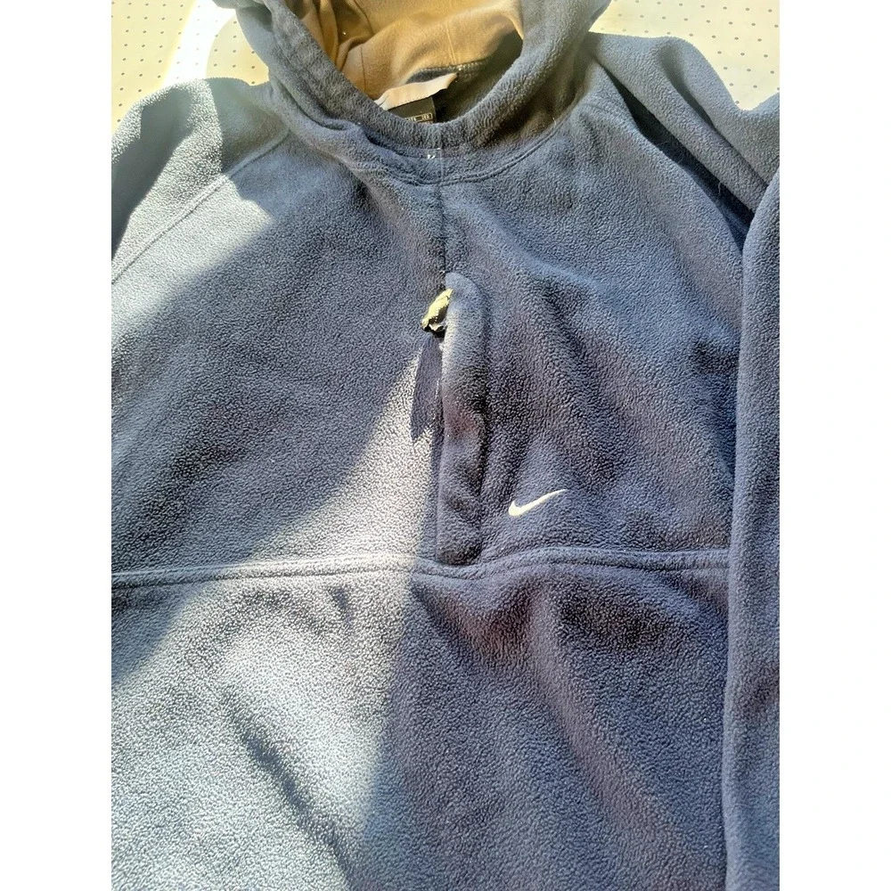Vintage Nike Fleece Pullover 2XL Navy Blue Quarter Zip Mock Neck Made In Taiwan